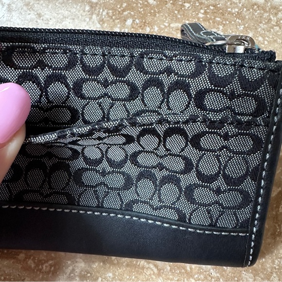 Coach Signature Black/ Gray Logo Canvas Leather Purse Y2K w/Sm Coin Purse - Picture 13 of 16
